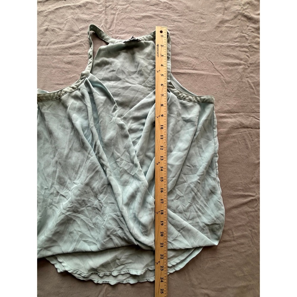 Naked Zebra Sage Green Halter Wrap Front Sleeveless Blouse Top Medium - Picture 4 of 7